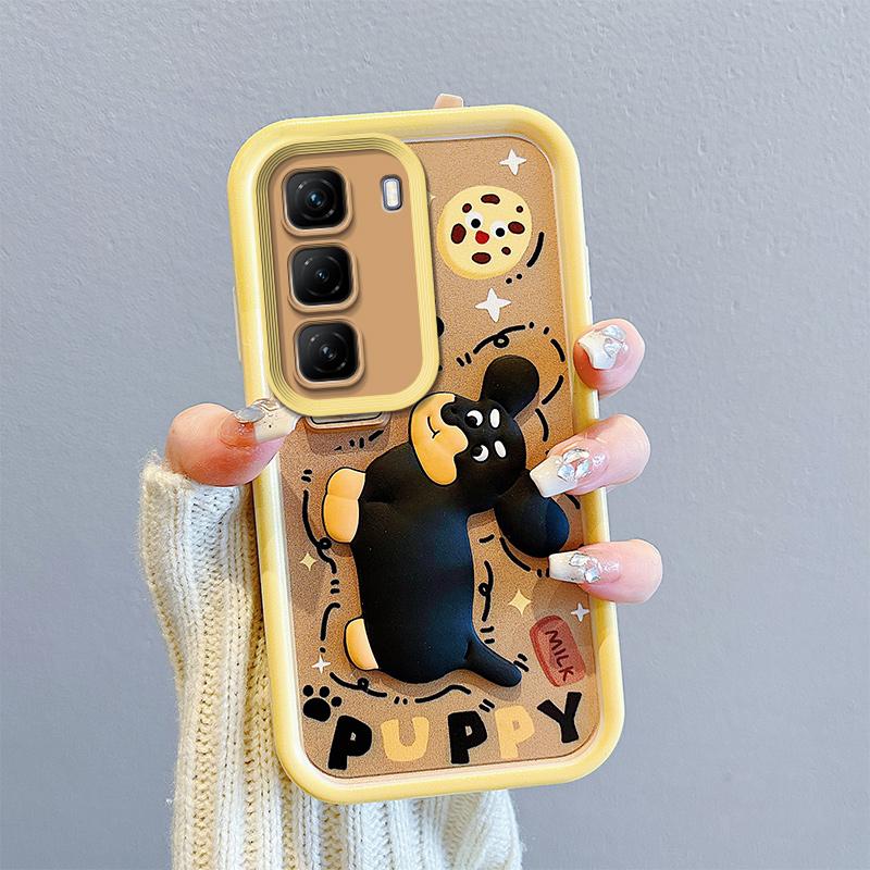 KEYSION Shockproof Case for Infinix Hot 50 4G 5G with Lanyard Soft Silicone Cute 3D Cartoon Doll Phone Cover for Infinix Hot 50 Pro 4G