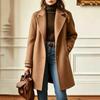 Women's Retro Casual Mid-Length Wool Coat with Lapel Collar for Winter Everyday Wear