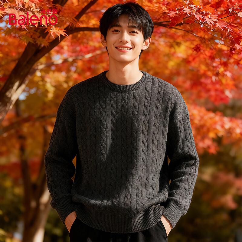 Baleno Men's Solid Color Round Neck Sweater