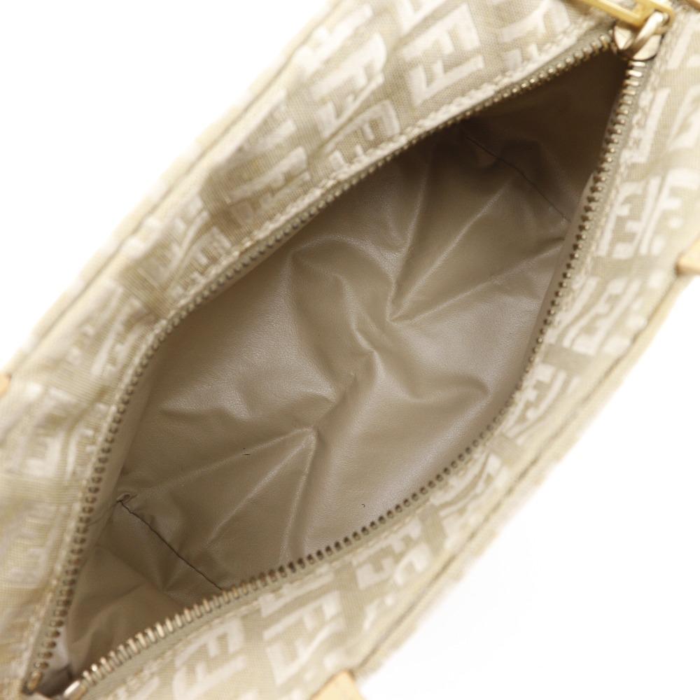 Fendi Zucca Handbag Beige Canvas Women Used