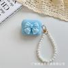 New Apple Earphone Case Horizontal Strip Silicone Bow + Hand Bead Rope AirPods Girl Bow Earphone Cover