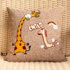 Cotton and Linen Cartoon Towel Embroidered Pillow Case Animal Pattern Children's Room Decorative Cushion Bedside Pillow