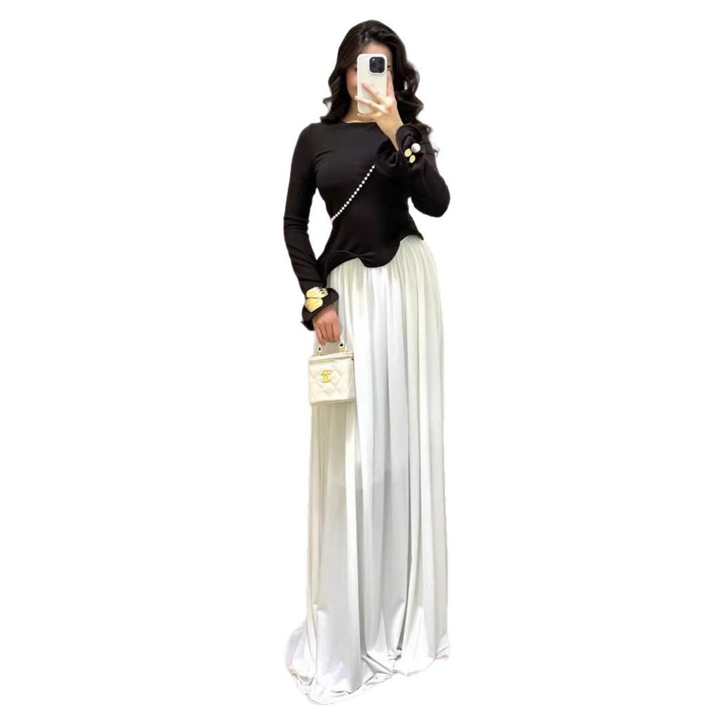 European & American Women's Slim Fit Long Sleeve Patchwork French Dress, 2026 Collection