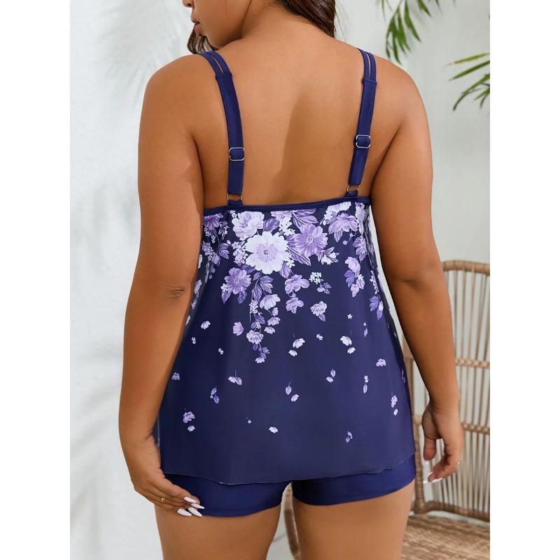 Tankini 2025 Large Plus Size Swimsuit Women Printed Swimwear Female Bathers Bathing Swimming Swim Suit Beachwear