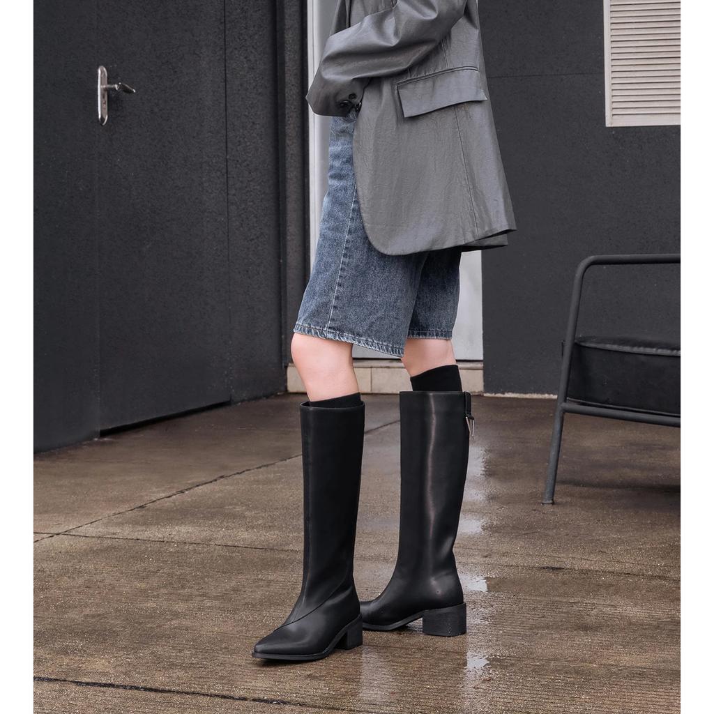 Mode 2024 Winter Damenstiefel Spitzschuh Kniehohe Stiefel Damenschuhe Slipper Modern Damen Schuhe Retro Chelsea Westernstiefel