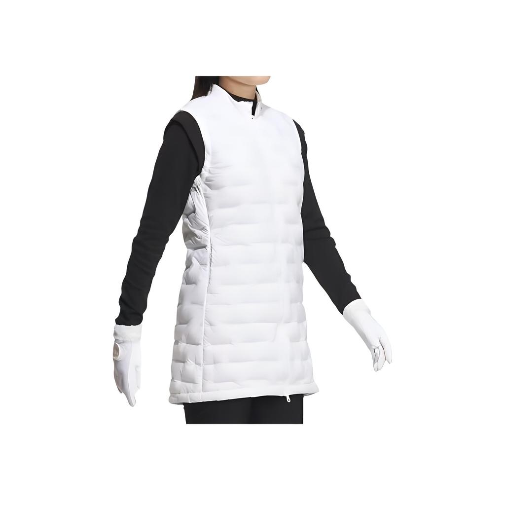 Adidas 670 Padded Solid Color Full Zip Stand Collar Mid Length Down Vest Women vests White HZ6053