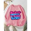 European sizes Creative Collage of English Letters Sweet Love, a Cozy And Easy Round-Neck Sweatshirt for Kids Featuring Animated Prints