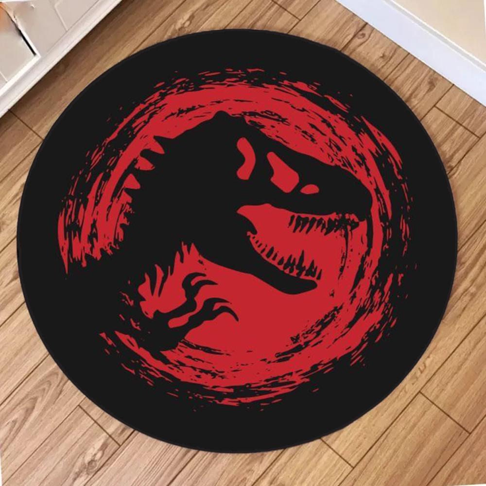 Cartoon Dinosaur Print Round Carpet Non Slip Circular Rugs for Children Bedroom Decor Home Living Room Sofa Balcony Hallway Mat