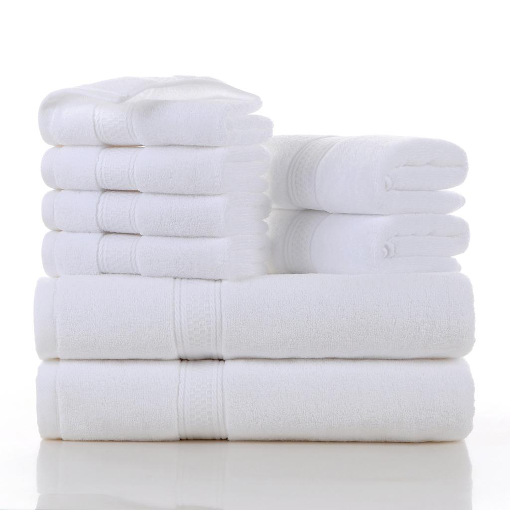 Style, plain cotton towel, eight-piece set of household towels, soft and absorbent.