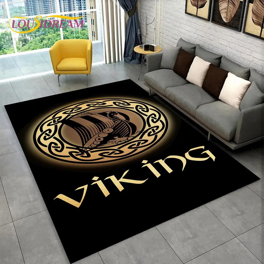 Viking Norse Mythology God Loki Rune Area Rug,Carpet Rug for Living Room Bedroom Sofa Doormat Kitchen Decor,Non-slip Floor Mat