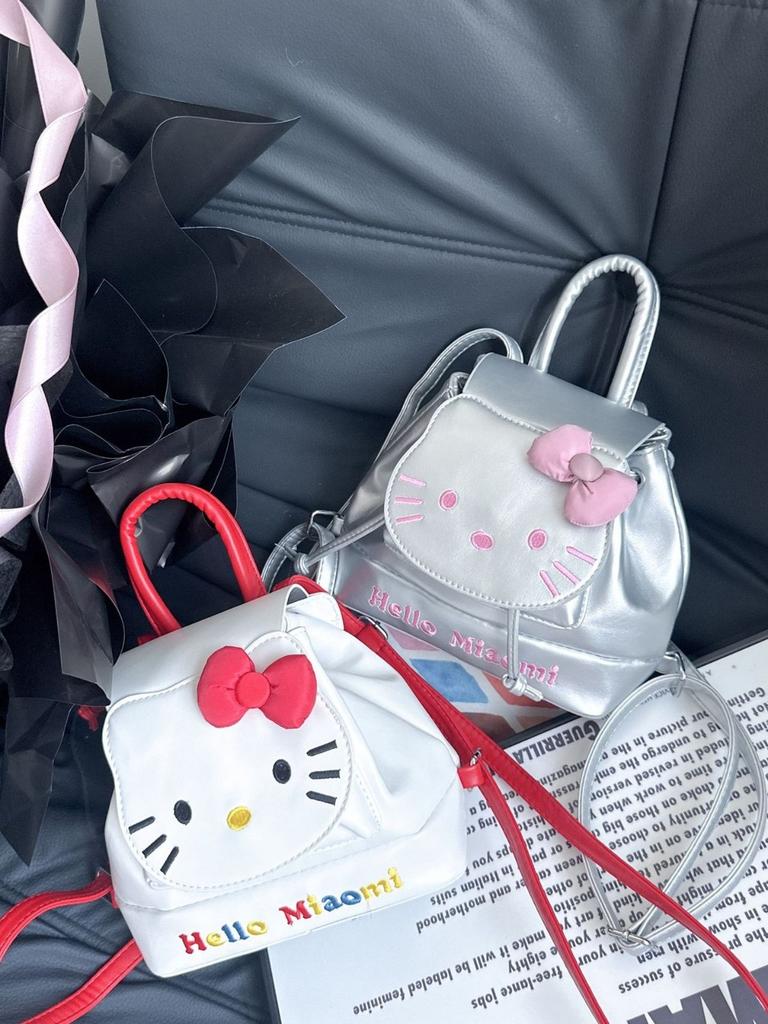 Childrens Cartoon Hello Kitty Cat Backpack With Pu Material And Butterfly Bow For Girls Daily Use