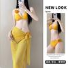 Thailand Ginger Yellow Niche Split Flower Bikini Island Vacation Slimming Hot Three-piece Swimsuit Women