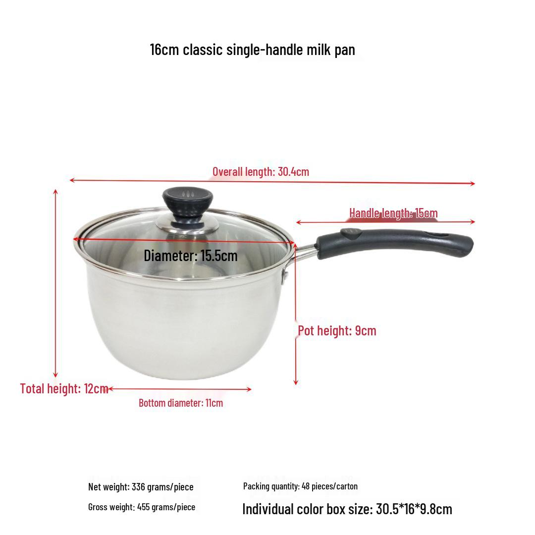 

Classic 16-26cm Non-Magnetic Stainless Steel Double-Ear Stockpot for Milk, Noodles, and Soup Cooking.