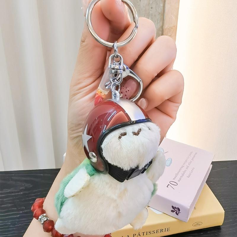 1Pcs Animal Ornament Car Exquisite Decoration Helmet Sea Turtle Keychain Purse Bag Charm Plush Pendant Keyholder
