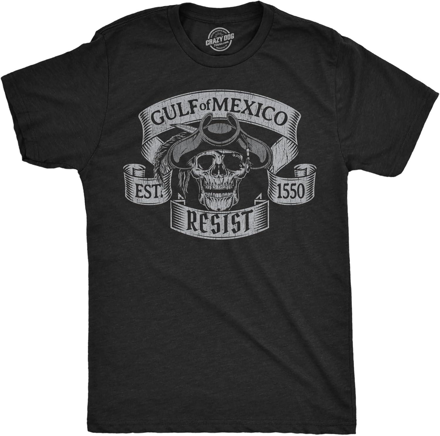 

Mens Funny T Shirts Gulf of Mexico Resist Sarcastic Political Graphic Novelty Tee for Men XXXXXL чорний