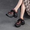 Fashion GKTINOO Genuine Leather Thick Sole Height Increasing Lace Up Pumps 2025 Spring New Casual Versatile Women's Platform Shoes