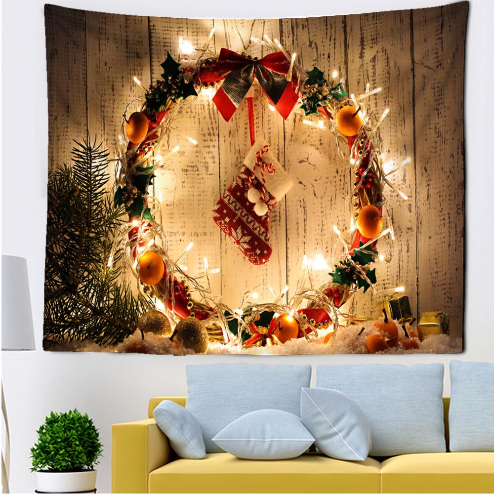 Home Decor Tapestry Christmas Snowflake Polyester Backdrop Fabric Bedroom Living Room Decoration Tapestry Tapeçaria De Natal