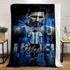 Blue Messi-themed Design Warm Blanket, Football Style. Flannel Blanket for Bedroom, Living Room, Sofa, and Nap.
