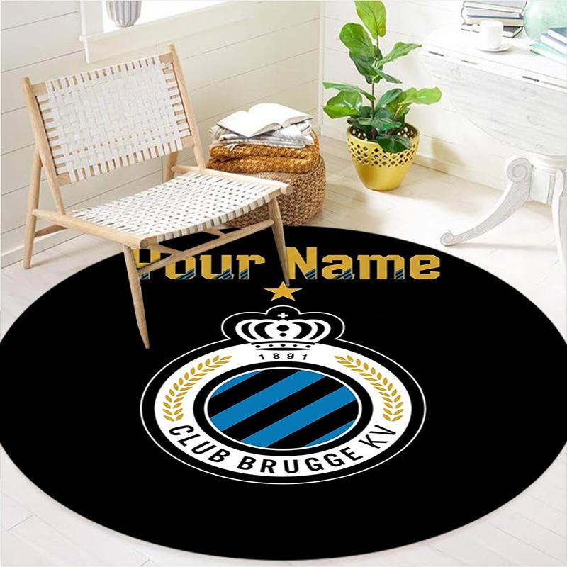 Club Brugge Kv Crest Custom Name Round Area Rug Carpet Rug For Living Room Bedroom Sofa Playroom Decor Nonslip Floor Mat