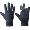 Men's Winter Cycling Suede Gloves - Windproof, Touchscreen, Two-Finger Exposed for Motorcycle and Takeaway Use.