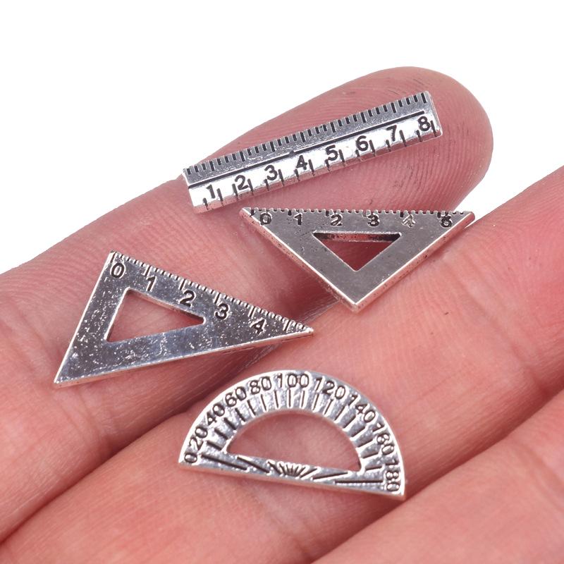 6/3Set Mini Ruler Triangle Rulers Dollhouse Simulation Miniature Creative School Model Dollhouse Accessories Home Decor