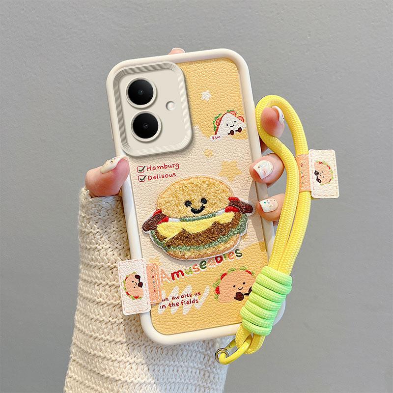 KEYSION Cartoon Cute Plush Embroidery Case for TECNO Spark Go 2 with Lanyard Silicone Shockproof Phone Cover for Tecno Pop 10
