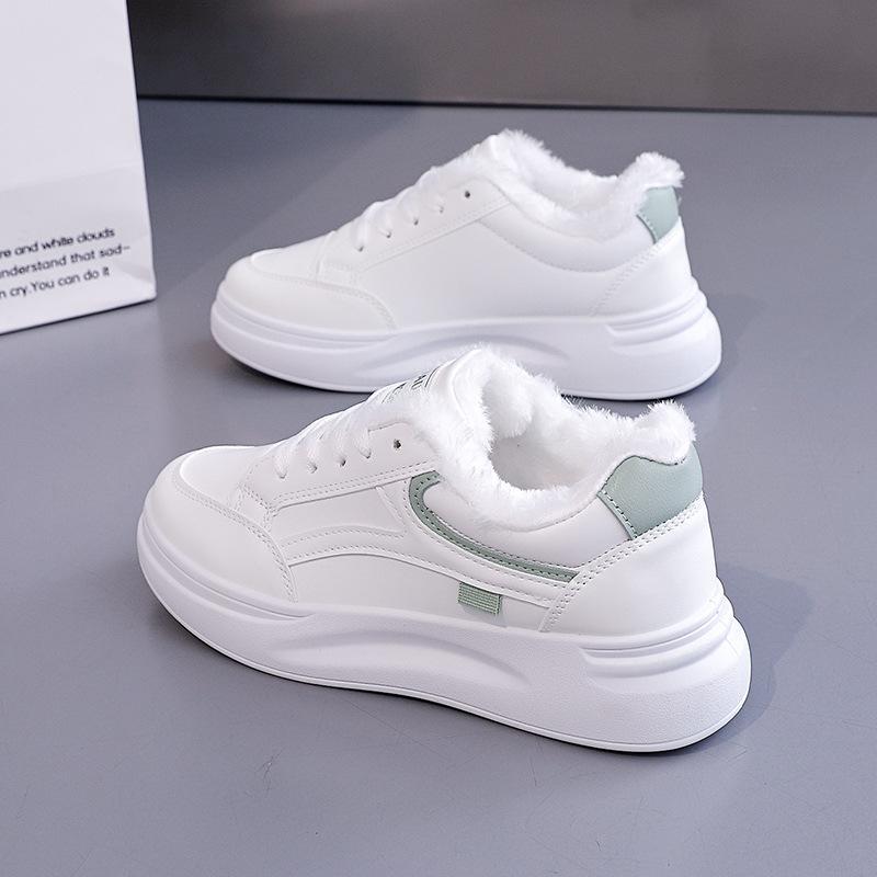Women's Large Size Soft Sole Autumn and Winter Warm Fur One Snow Boots Fluffy Lined Non-slip Hiking Casual Sports Cotton Boots Small White Shoes