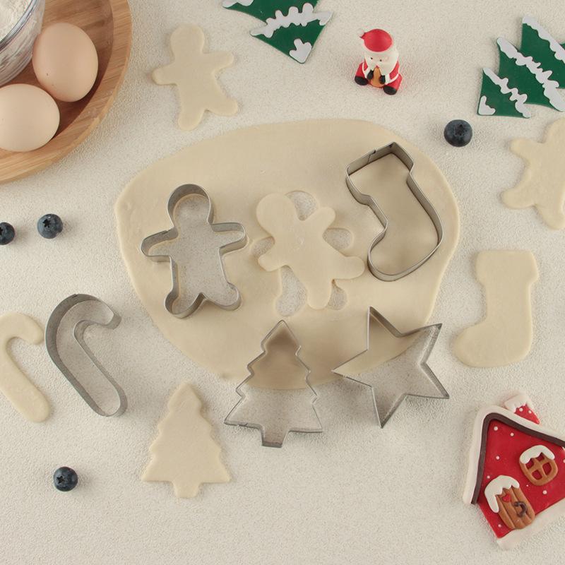5-Piece Christmas Biscuit Mould Stainless Steel Biscuit Mould DIY Baking Tool Cookie Cutting Mould