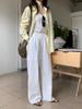 Vision Women's White High-Waist Wide Leg Pants - Spring 2026 Korean Style, Slimming & Versatile Casual Wear