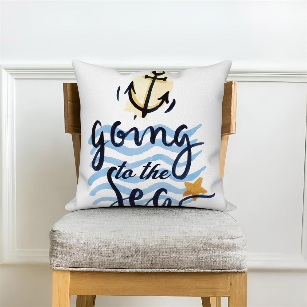 Home Sofa Office Cushion Pillowcase  Summer Vacation Alphabet Printed