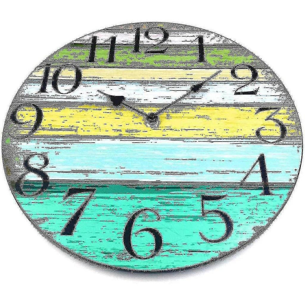 12 Inch Silent Wall Clock Battery-powered No Ticking Vintage Wooden Wall Clock - PP