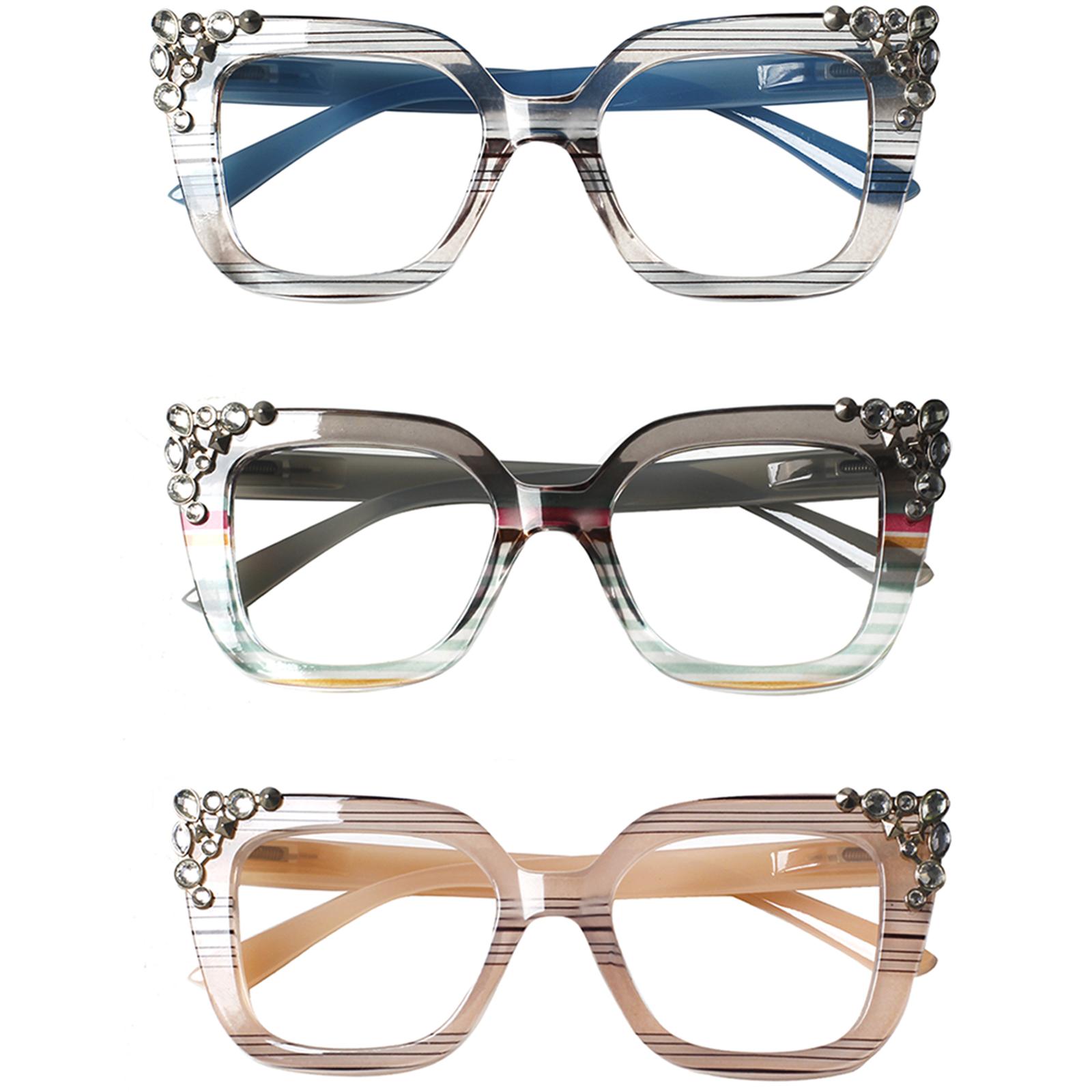 

Очки для чтения TUREZING в стиле Опры, модные, с инкрустацией бриллиантами, с пружинными шарнирами, Очки по рецепту 2