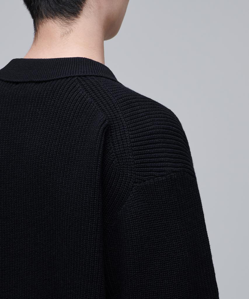 Musinsa Standard Oversized Ribbed Collared Cardigan [Black]
