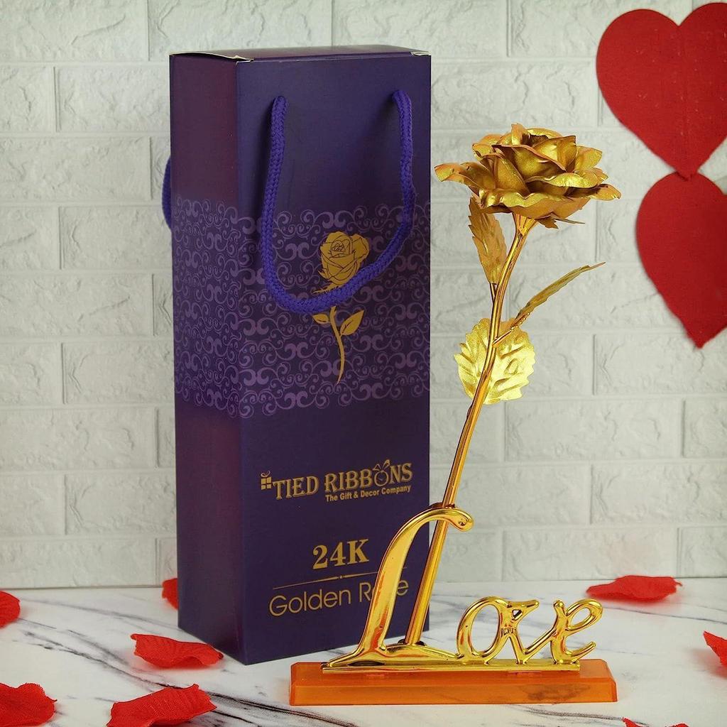 Birthday Gift for Girlfriend Boyfriend Husband Wife Couples Girls Boys (Special 24K Gold Plated Rose, Scented Rose Flowers with Teddy Gift Box Combo)