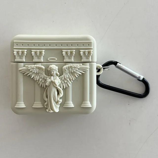 

Силиконовый чехол с 3D молящимся ангелом для Airpods Pro 2, силиконовый чехол для наушников с европейскими мифологическими историями для Airpods 1 2 3 2021 airpods pro 2 белый