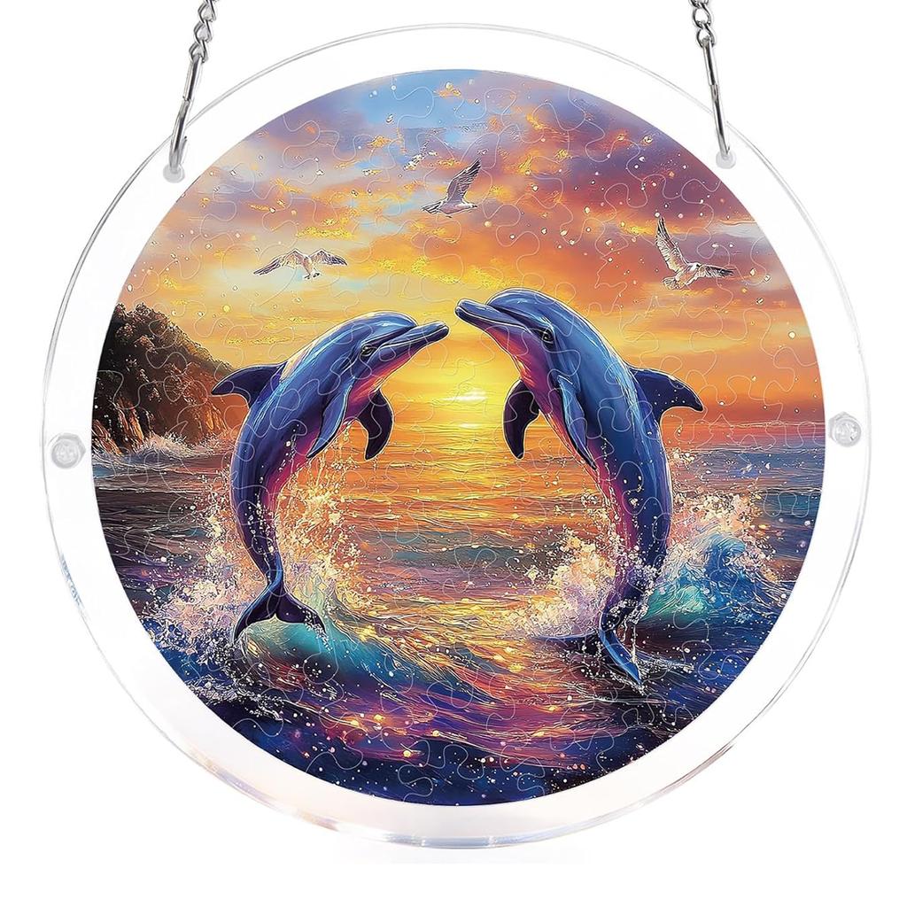 Acrylic Puzzles Suncatcher Window Hanging Crafts DIY Puzzle Suncatcher for Living Room Bedroom Summer Home Balcony Decor
