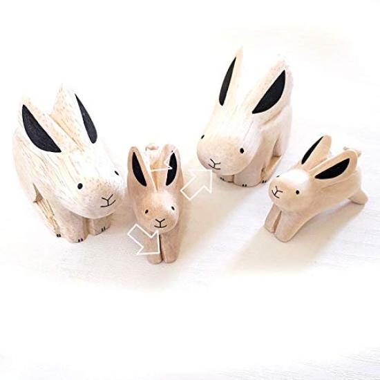 Pole Pole Animal Miscellaneous Goods Parent and Child Rabbit Rabbit Rabbit Zodiac Handmade Wood Carving Ornament Handmade