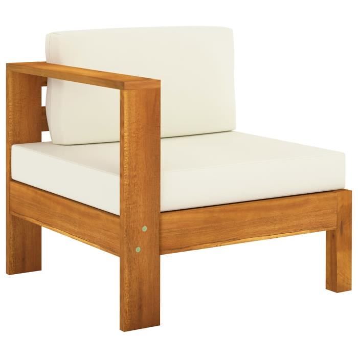VidaXL Canapé de jardin 4 places et coussins blanc crème Bois d'acacia