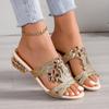 Women's Summer New Luxury Rhinestone Designer Sandals Women's Fashion Hollow Comfort Slip-On Beach Shoes Sandalias De Mujer