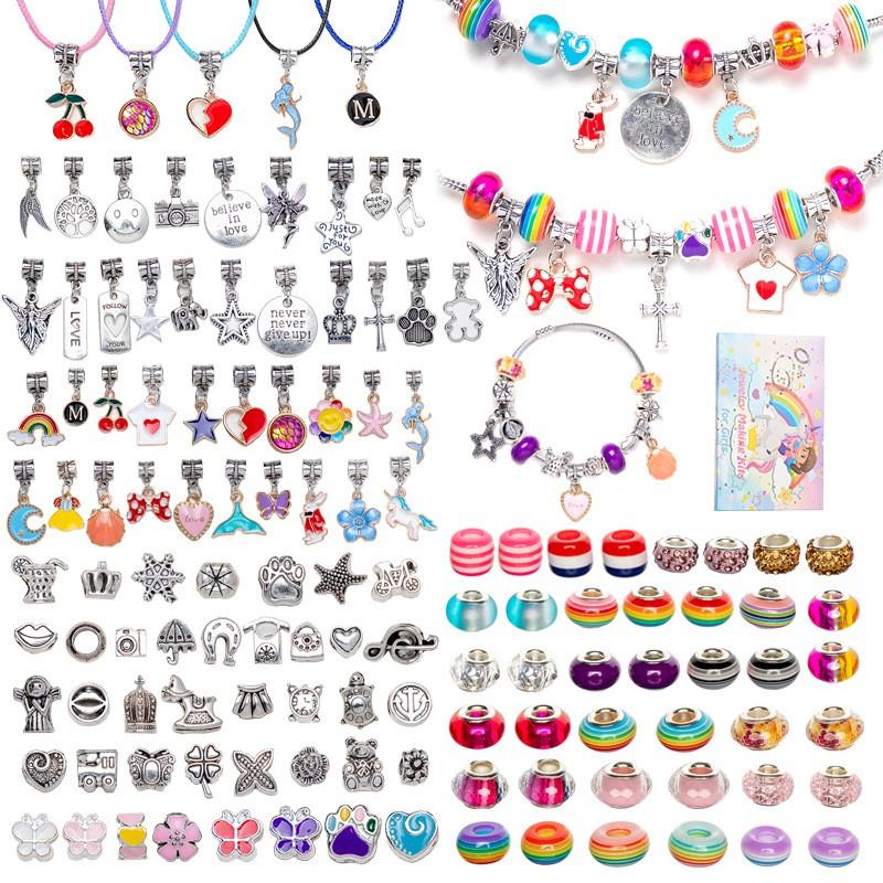 DIY Kids Crystal Bead Bracelet Kit With Small Box 1.5cm Height 66-162pcs Sweet Fruit Flower Design