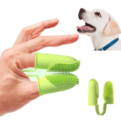 Weiche Doppelfingerzahnbürste für Hunde, Zahnreinigungsbürsten für Haustiere, Hunde, Mundgeruchspflege, Tpr-Zahnbürstenzubehör