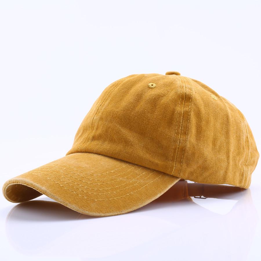 Retro Distressed Washed Unisex Baseball Cap - Soft Brim Sun Protection Hat One Size Adjustable жёлтый