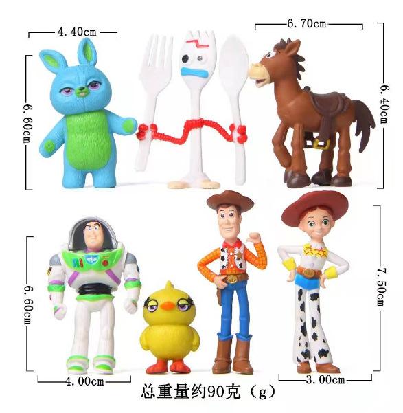 

Пиксар 7 шт. История игрушек 4 Фигурки Вуди Джесси Базз Лайтер Форки Свинья Медведь Фигурка Модель Кукла Детский Рождественский Подарок