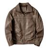 Men Genuine Goatskin Leather Jacket Short Bomber Flight Jacket Large Size Spring Autumn Coat