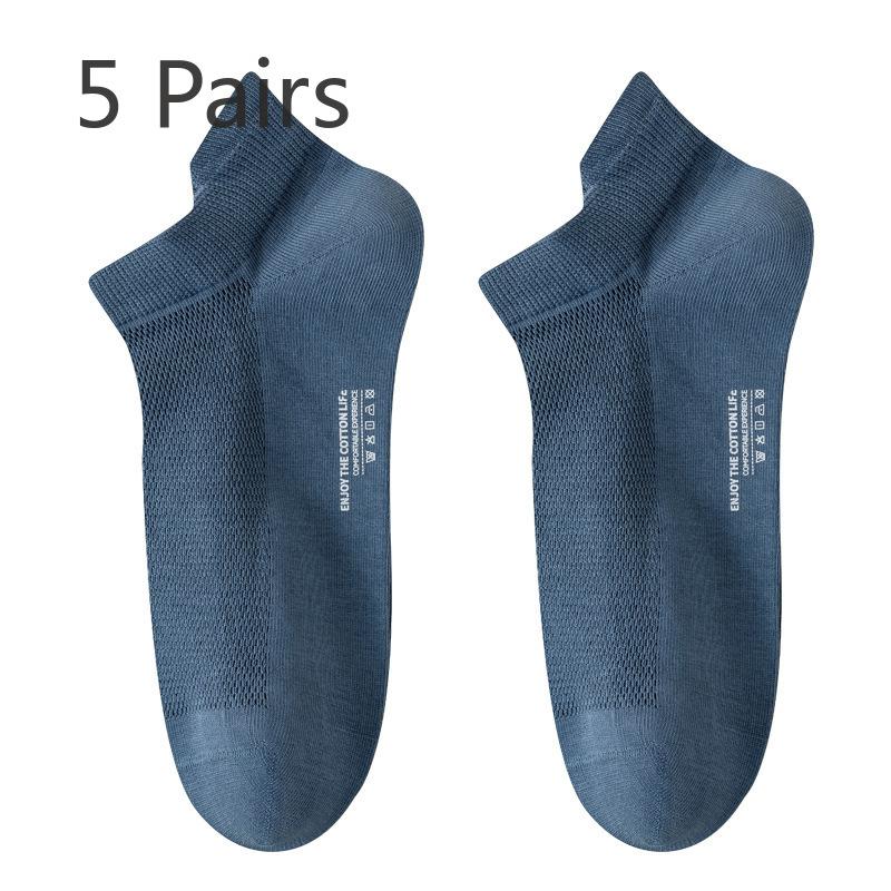 5 Paar Herren Sommer Dünne Baumwolle Einfarbig Anti Geruch Schweißabsorption Flacher Ausschnitt Nahtlose Bootssocken