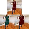 Basic Solid Color Long Sleeve Dress For Work And Casual Wear With High Waist For Winter
