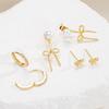 IF ME 6 Pcs/Set Luxury Bowknot  Earrings for Women Retro Gold Color Copper Metal Dainty Cute Bow Zircon Stud Earring Jewelry Gift
