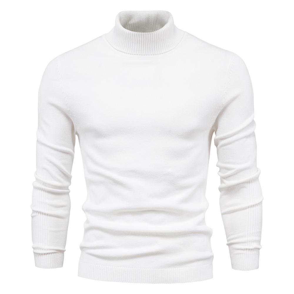 

Men s High Collar Solid Color Autumn/Winter Knitted Pullover Sweater M (65-72kg)