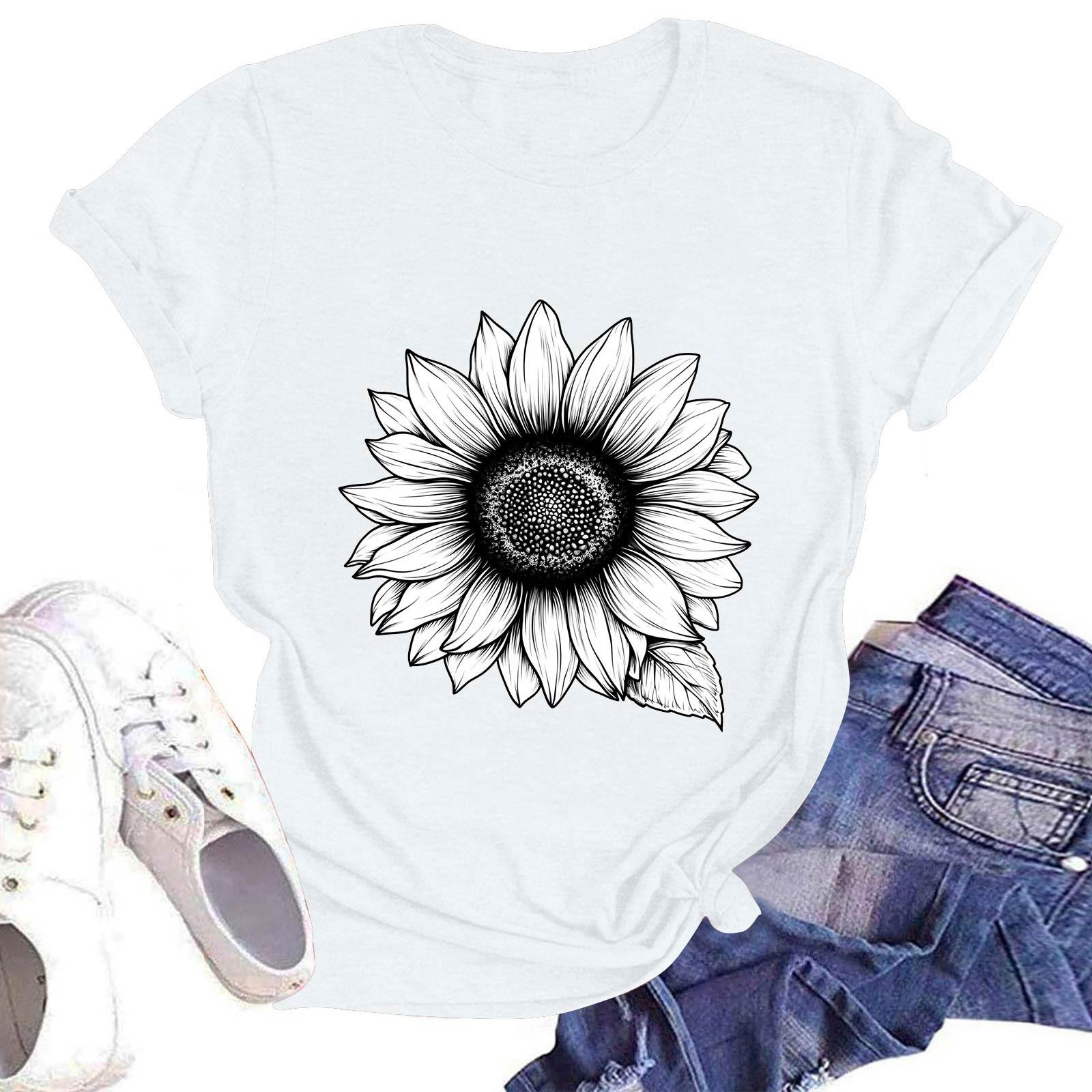 

Жіноча повсякденна футболка з круглим вирізом, коротким рукавом, пуловер з принтом XL білий