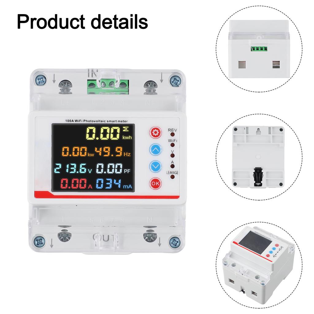 Smart Electric Meter 100A with For Tuya WiFi for PV Use 220V Device Offering Real Time Data and Multiple Protection Mechanisms